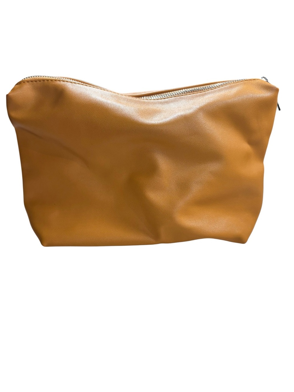 Antik Kraft Tan Leather Zip Cosmetic Pouch
